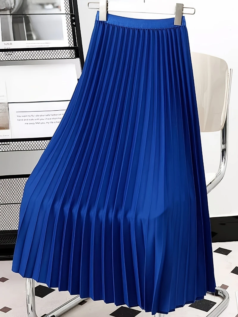 Ladies Fashion Casual Long Skirt Elegant Vintage Pleated Skirts Women Temperament Party Wear Faldas Woman Clothing Streetwear - Image 4