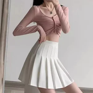 Women Pleated Skirt High Waist A-Line Mini Skirt School Girl JK Uniform Skirt Skater Skirt Tennis Skirt White Plus Size
