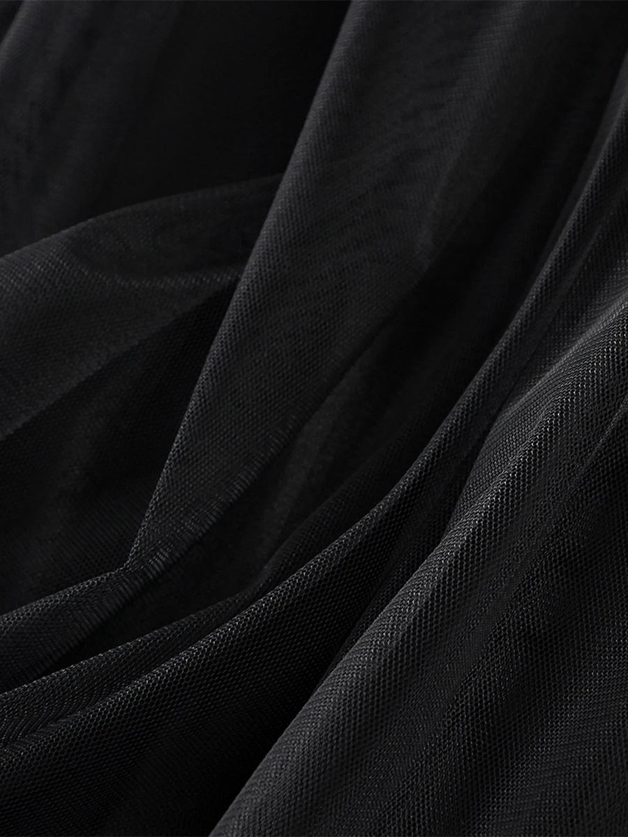 Women’s Tulle Long Skirts Elastic High Waist Ruffle Hem Tutu Skirts Fluffy A-line Midi Skirts - Image 5