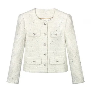 2025 new style fashionable round neck noble light luxury celebrity high-end temperament design tweed jacket