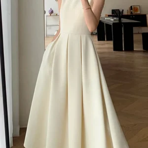 ZANZEA Women Sleeveless Pleated Dress 2025 Summer Korean A-line Tank Evening Dress Elegant Swing Vestido Vintage Party Long Robe