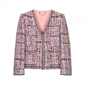 2025 new style fashionable, elegant and comfortable Liu Wen’s same color tweed woven jacket