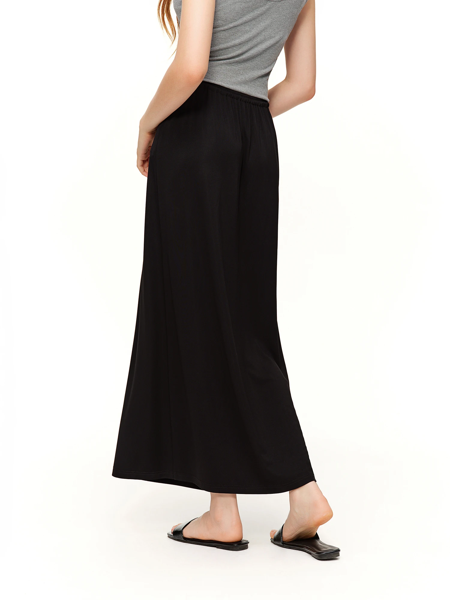DUSHU Twilight Series Belted Flowing Straight-Cut Skirt 2026 Spring New Arrival Black Slimming Design Long Lenghth Loose Skirts - Image 4